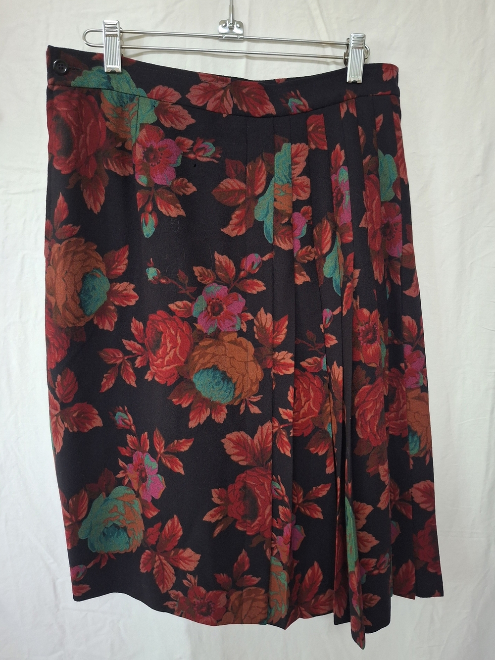 VTG 80s Emanuel Ungaro Asymmetric Side Pleat Floral Skirt 12 Italy